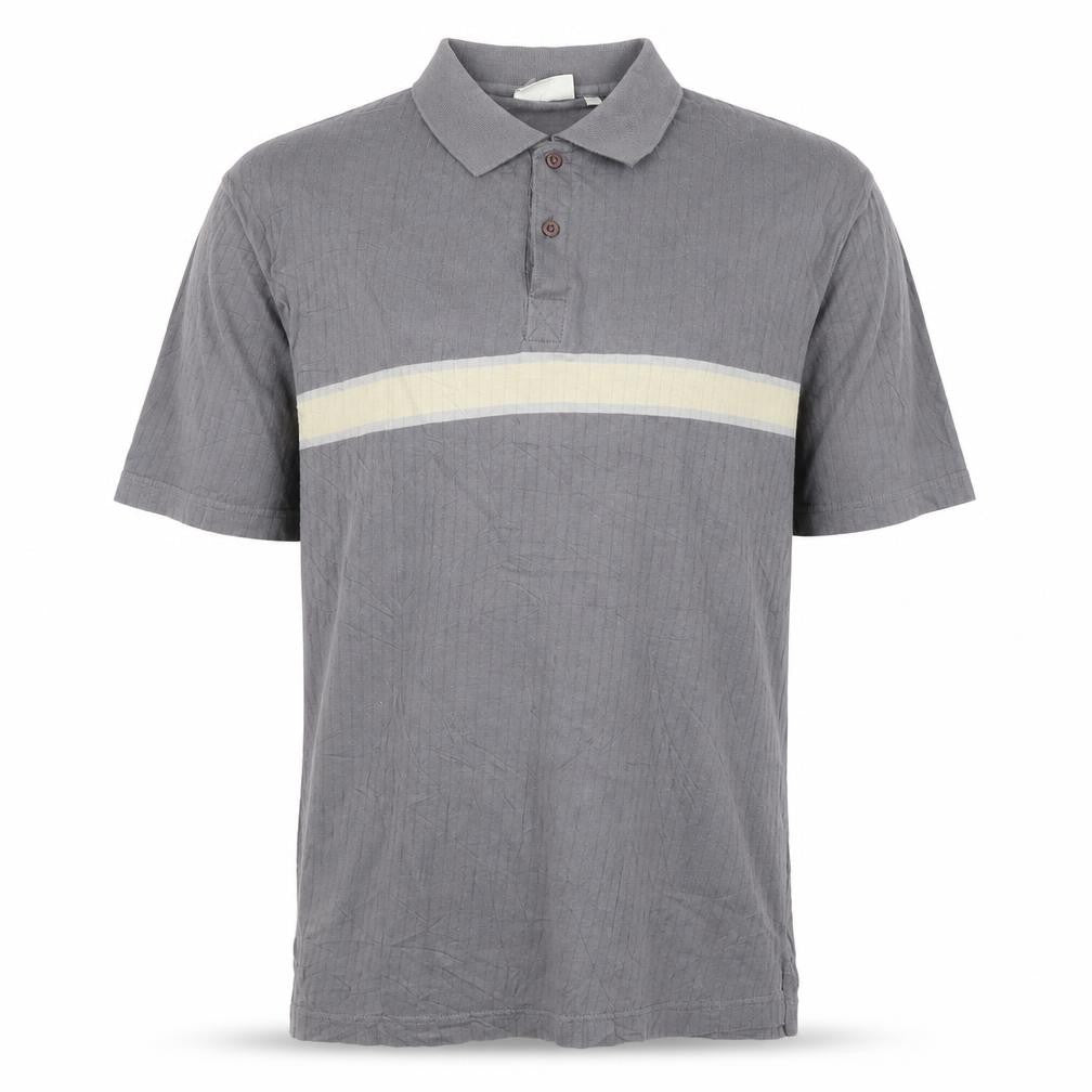 Front view of C&A Men's Grey Colourblock Cotton Polo Shirt, size M