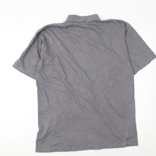 C&A Men's Grey Colourblock Cotton Polo Shirt Size M