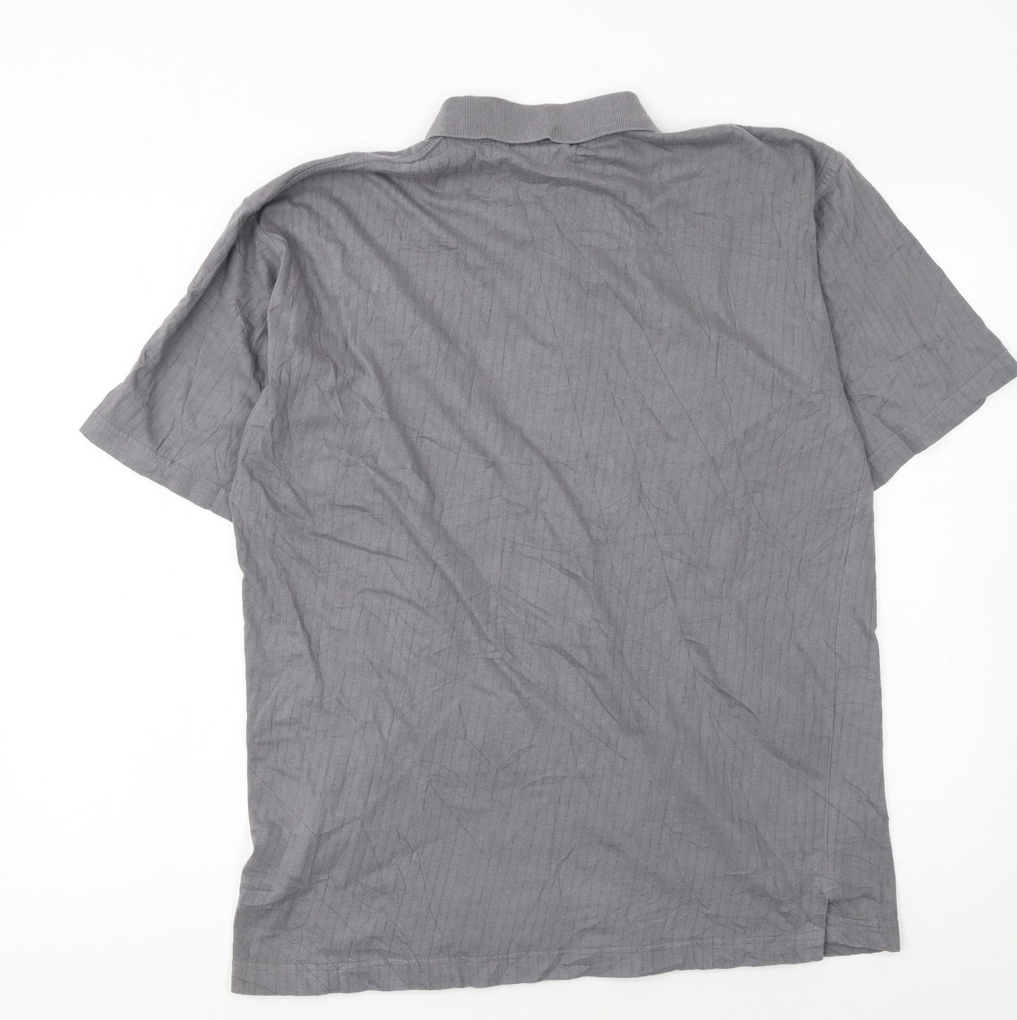 C&A Men's Grey Colourblock Cotton Polo Shirt Size M