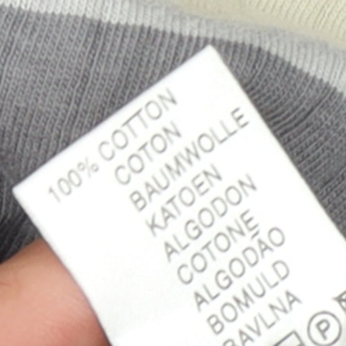C&A Men's Grey Colourblock Cotton Polo Shirt Size M