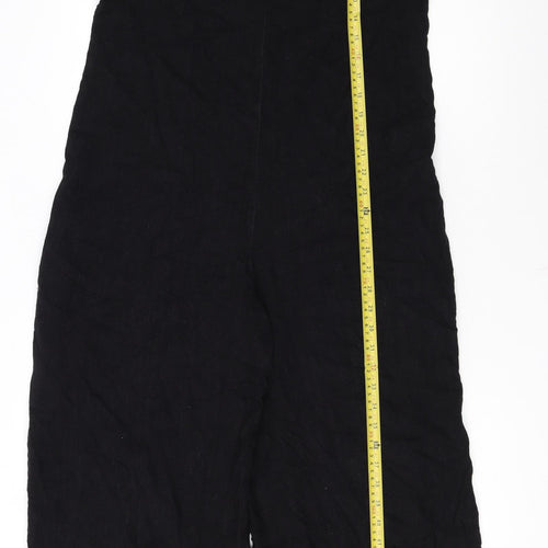 Topshop Women Black Linen Blend Wide Leg Sleeveless Jumpsuit UK 10