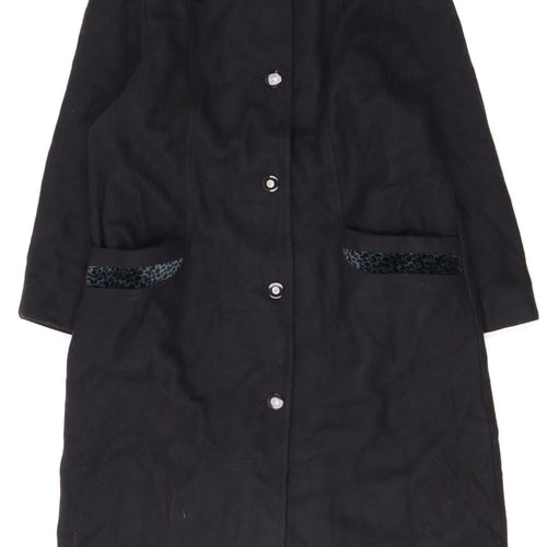 Gallery Women’s Black Wool Long Overcoat Petite Size 11-12