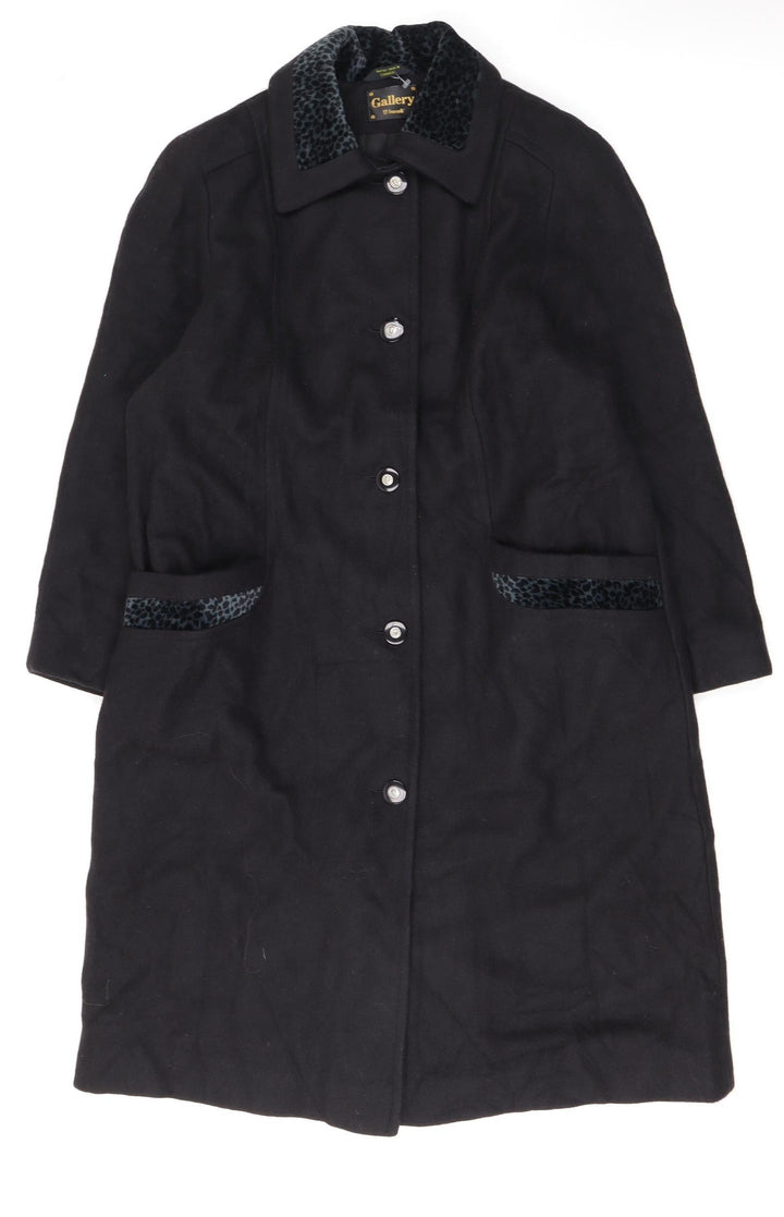 Gallery Women’s Black Wool Long Overcoat Petite Size 11-12