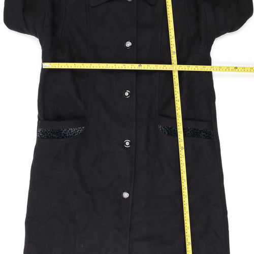 Gallery Women’s Black Wool Long Overcoat Petite Size 11-12