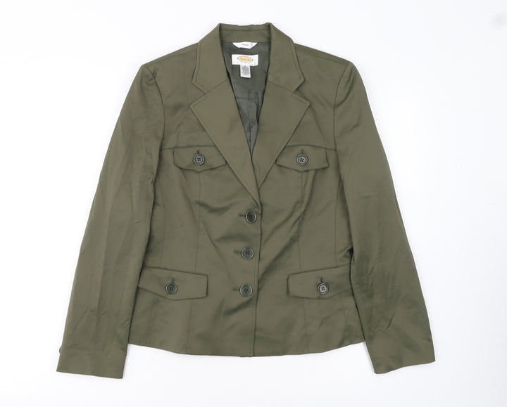 Talbots Petites Green Stretch Blazer Jacket Women's Size 8