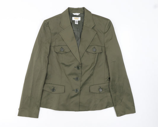 Talbots Petites Green Stretch Blazer Jacket Women's Size 8