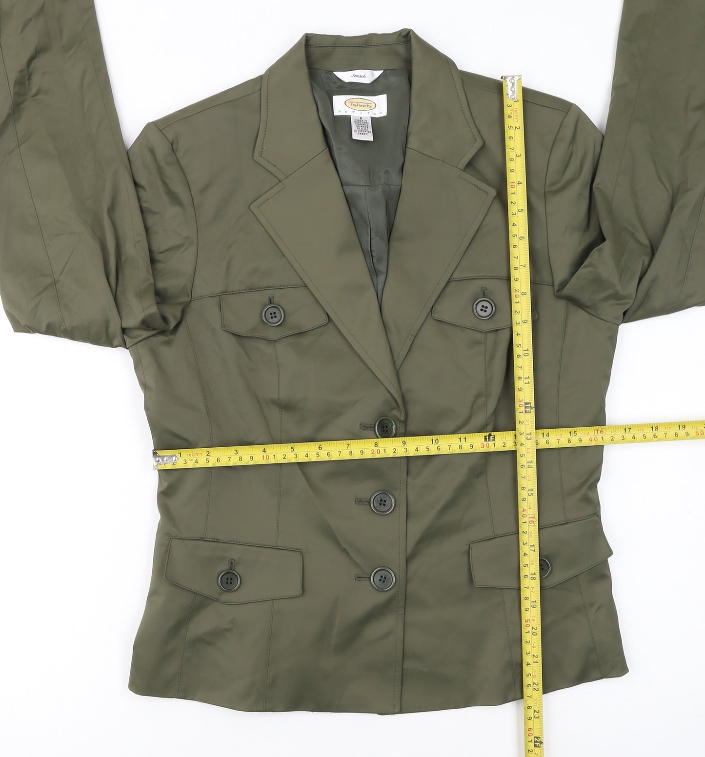 Talbots Petites Green Stretch Blazer Jacket Women's Size 8