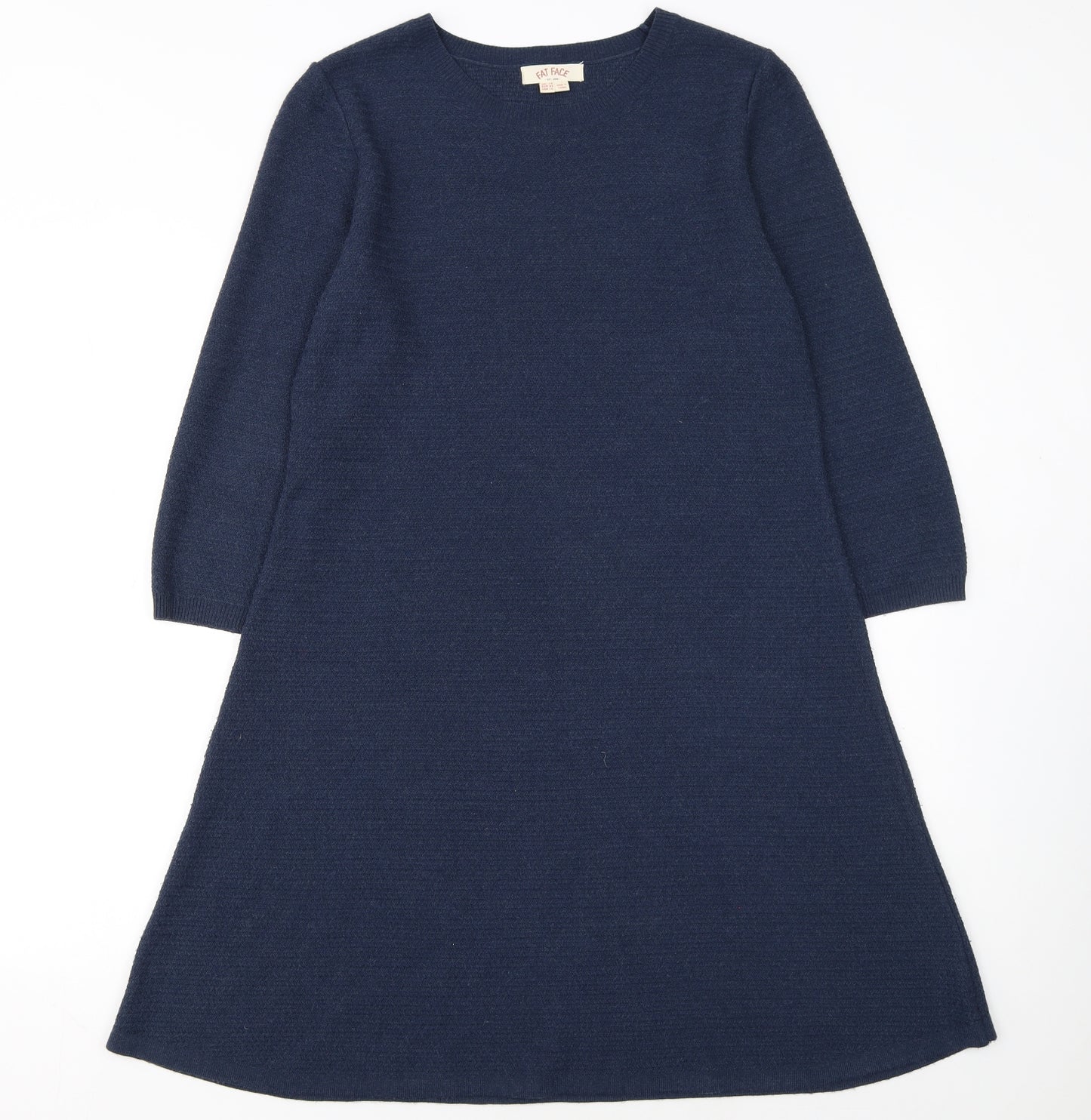 Fat Face Women's Blue A-Line Knit Dress Size 14 3/4 Sleeve