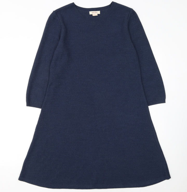 Fat Face Women's Blue A-Line Knit Dress Size 14 3/4 Sleeve