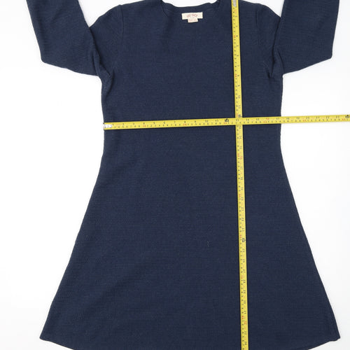 Fat Face Women's Blue A-Line Knit Dress Size 14 3/4 Sleeve