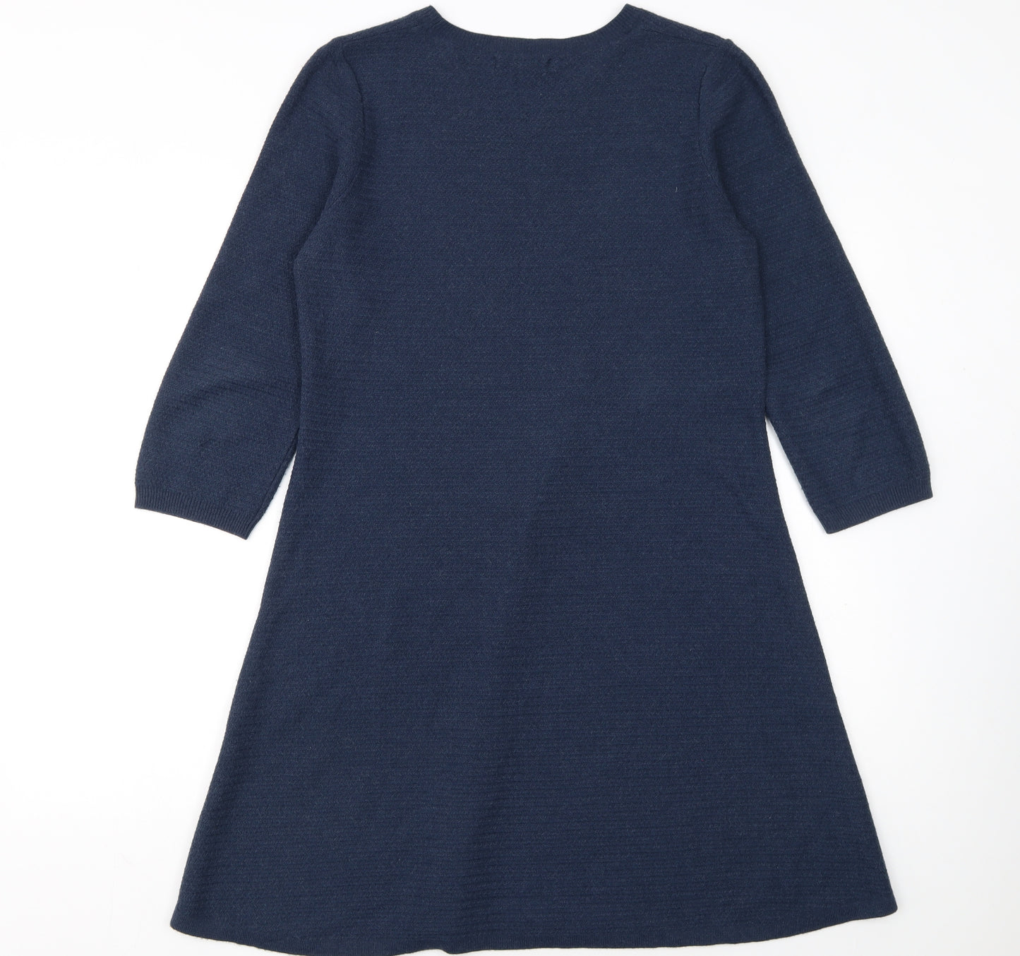 Fat Face Women's Blue A-Line Knit Dress Size 14 3/4 Sleeve