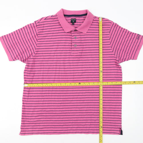 James Pringle Men's Pink Striped Cotton Polo Shirt Size M