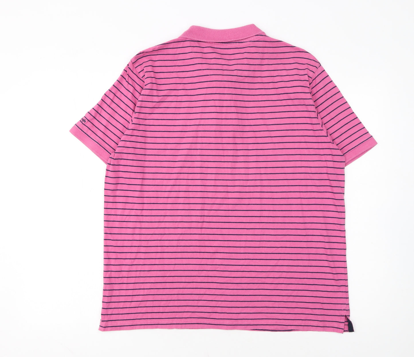 James Pringle Men's Pink Striped Cotton Polo Shirt Size M
