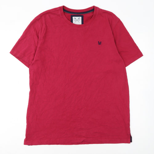Crew Clothing Co. Men's Red Cotton Crew Neck Short Sleeve T-Shirt L