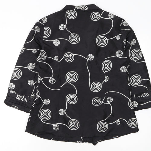 Puli Women's Black White Patterned Suit Jacket Size 10 Polyester