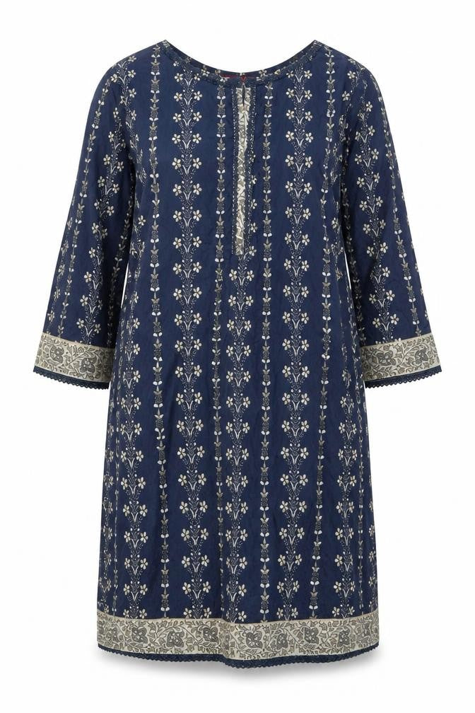Bin Saeed Women's Blue Floral Shift Dress Size 18 Bohemian Style