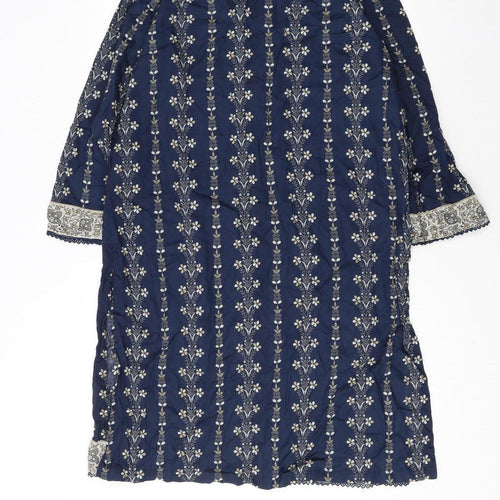 Bin Saeed Women's Blue Floral Shift Dress Size 18 Bohemian Style
