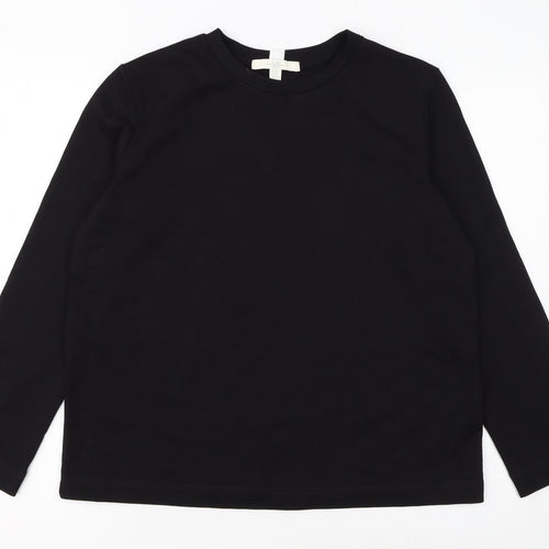 Next Women's Black Petite Size 10P Long Sleeve Cotton Crew Neck Top