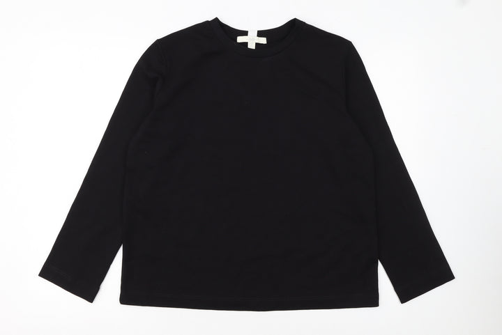 Next Women's Black Petite Size 10P Long Sleeve Cotton Crew Neck Top