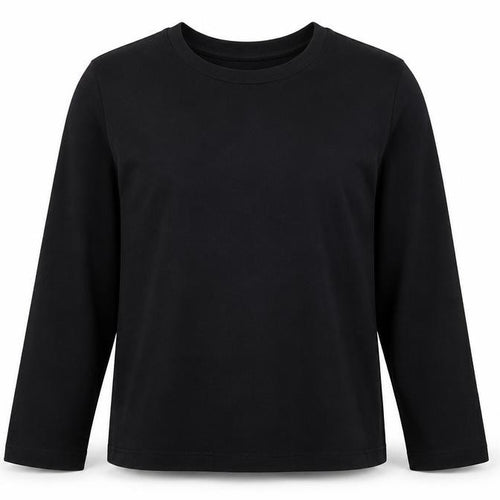 Next Women's Black Petite Size 10P Long Sleeve Cotton Crew Neck Top