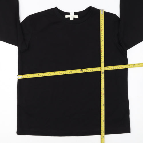 Next Women's Black Petite Size 10P Long Sleeve Cotton Crew Neck Top
