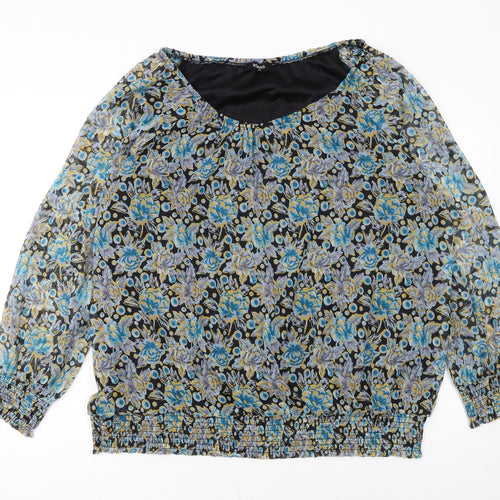 Klass Women’s Blue Floral Chiffon Tunic Blouse Size 22