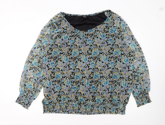 Klass Women’s Blue Floral Chiffon Tunic Blouse Size 22