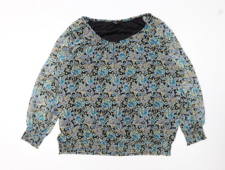 Klass Women’s Blue Floral Chiffon Tunic Blouse Size 22