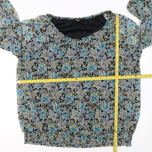 Klass Women’s Blue Floral Chiffon Tunic Blouse Size 22