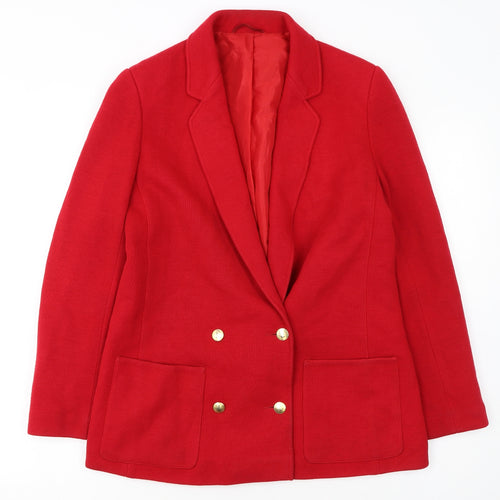 Marks and Spencer Women's Red Wool Blend Double-Breasted Blazer UK 12