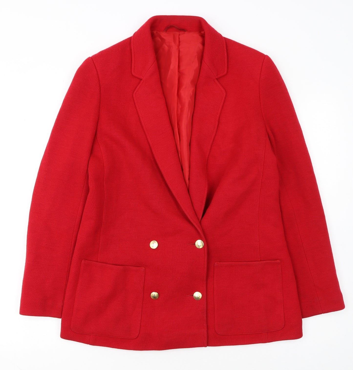 Marks and Spencer Women's Red Wool Blend Double-Breasted Blazer UK 12