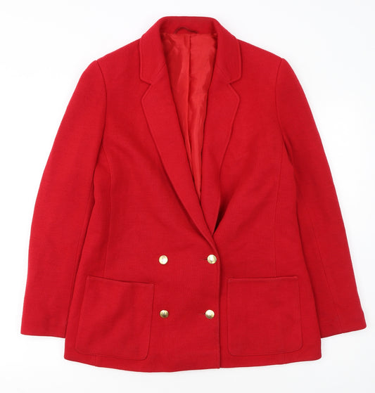 Marks and Spencer Women's Red Wool Blend Double-Breasted Blazer UK 12