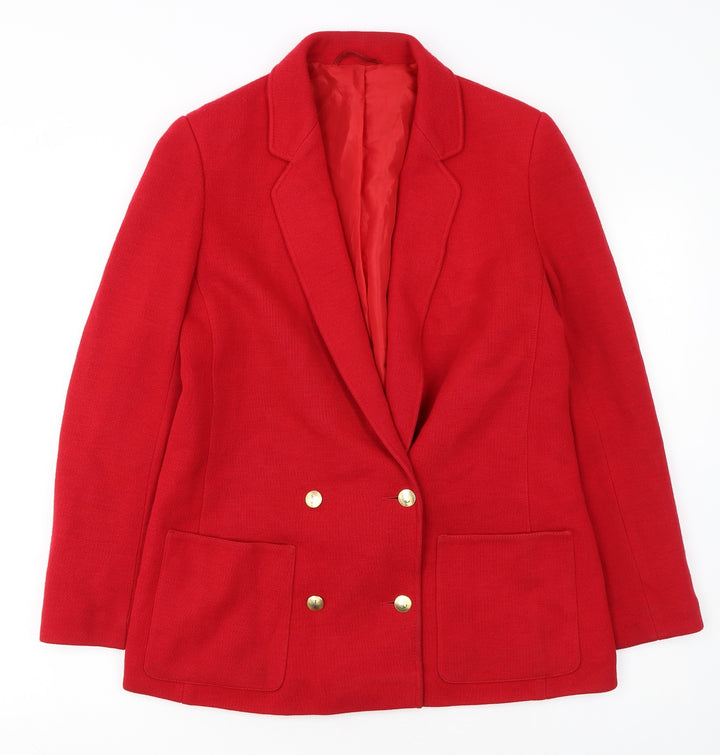 Marks and Spencer Women's Red Wool Blend Double-Breasted Blazer UK 12