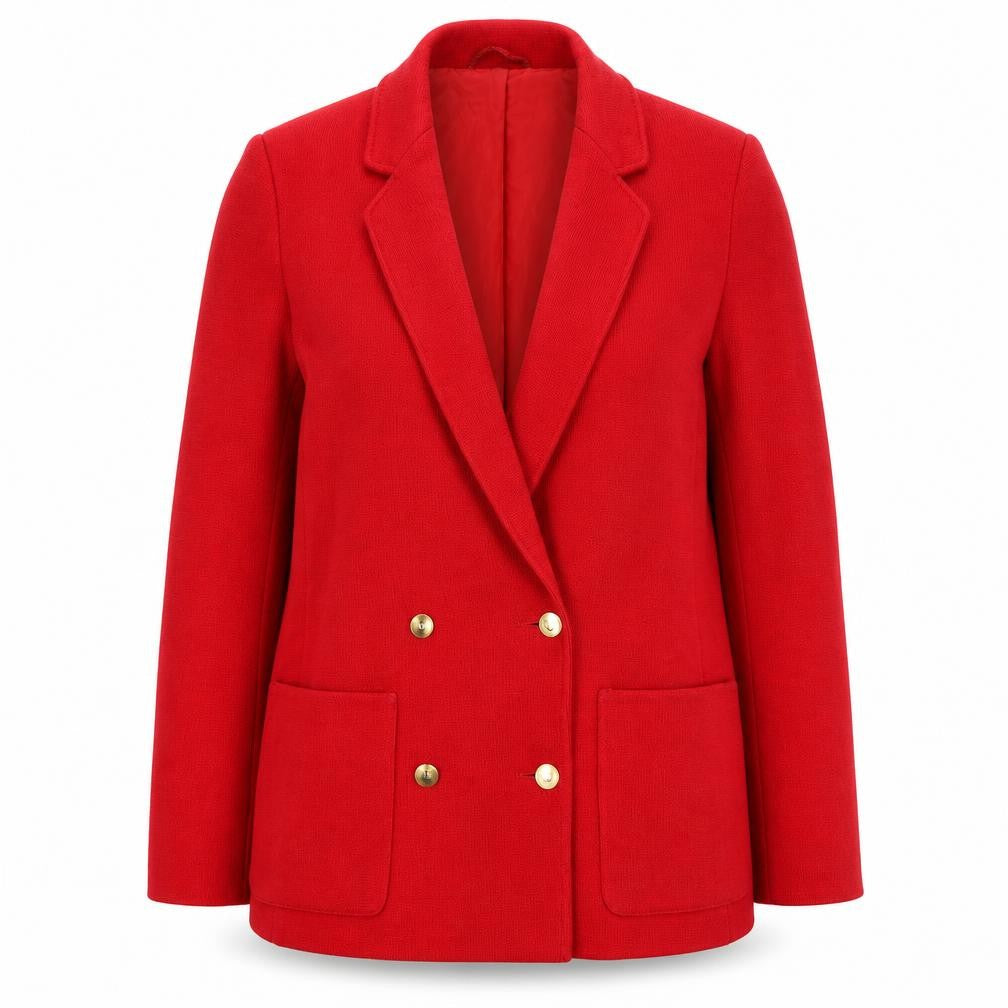 Front view of Marks & Spencer Women's Red Wool Blend Double-Breasted Blazer UK 12