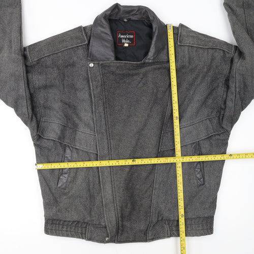 American Male Unisex Grey Wool Bomber Jacket L Classic Retro Style