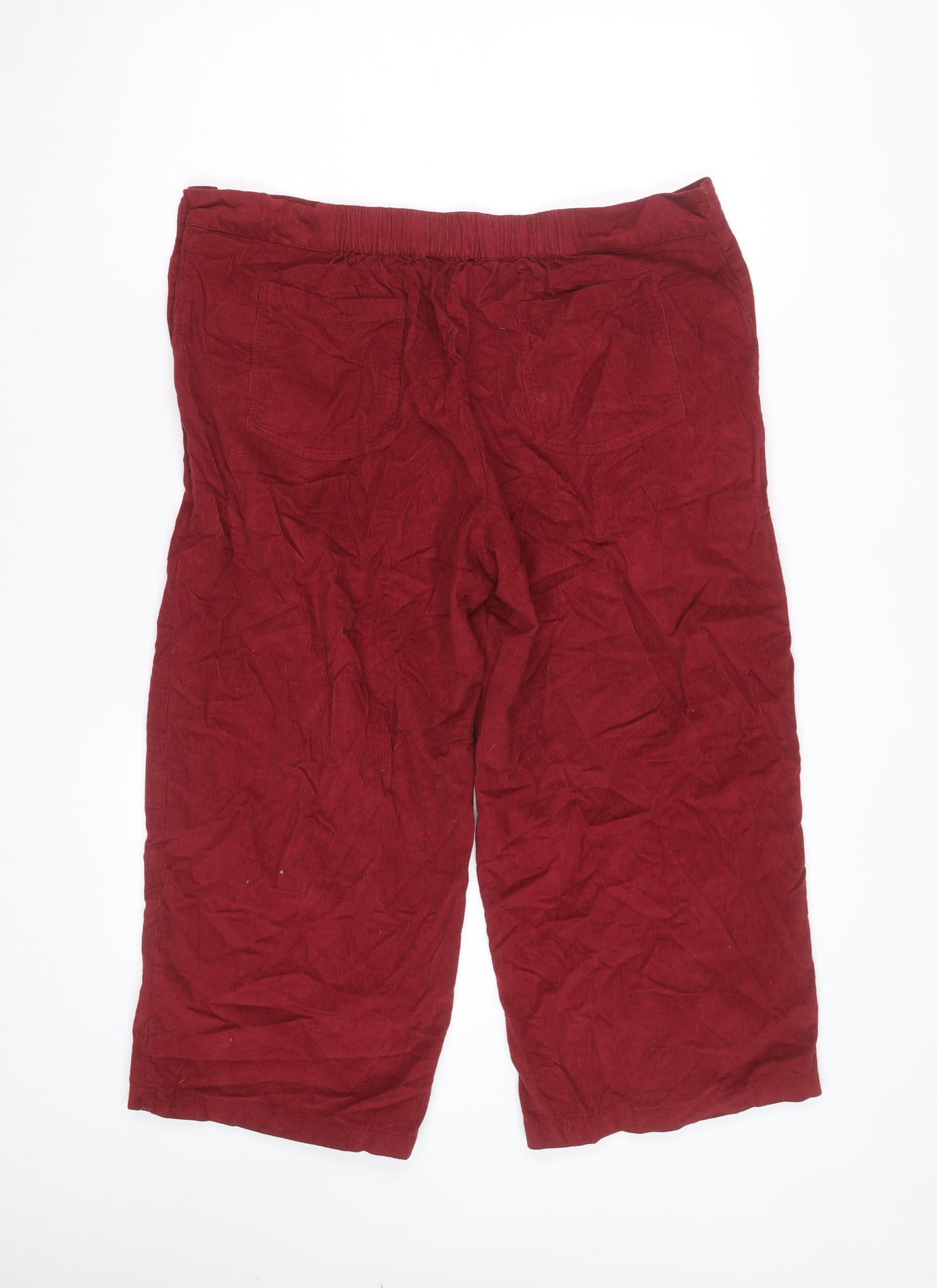 Nomads Women Red Corduroy Cropped Trousers Size 16 Button Detail