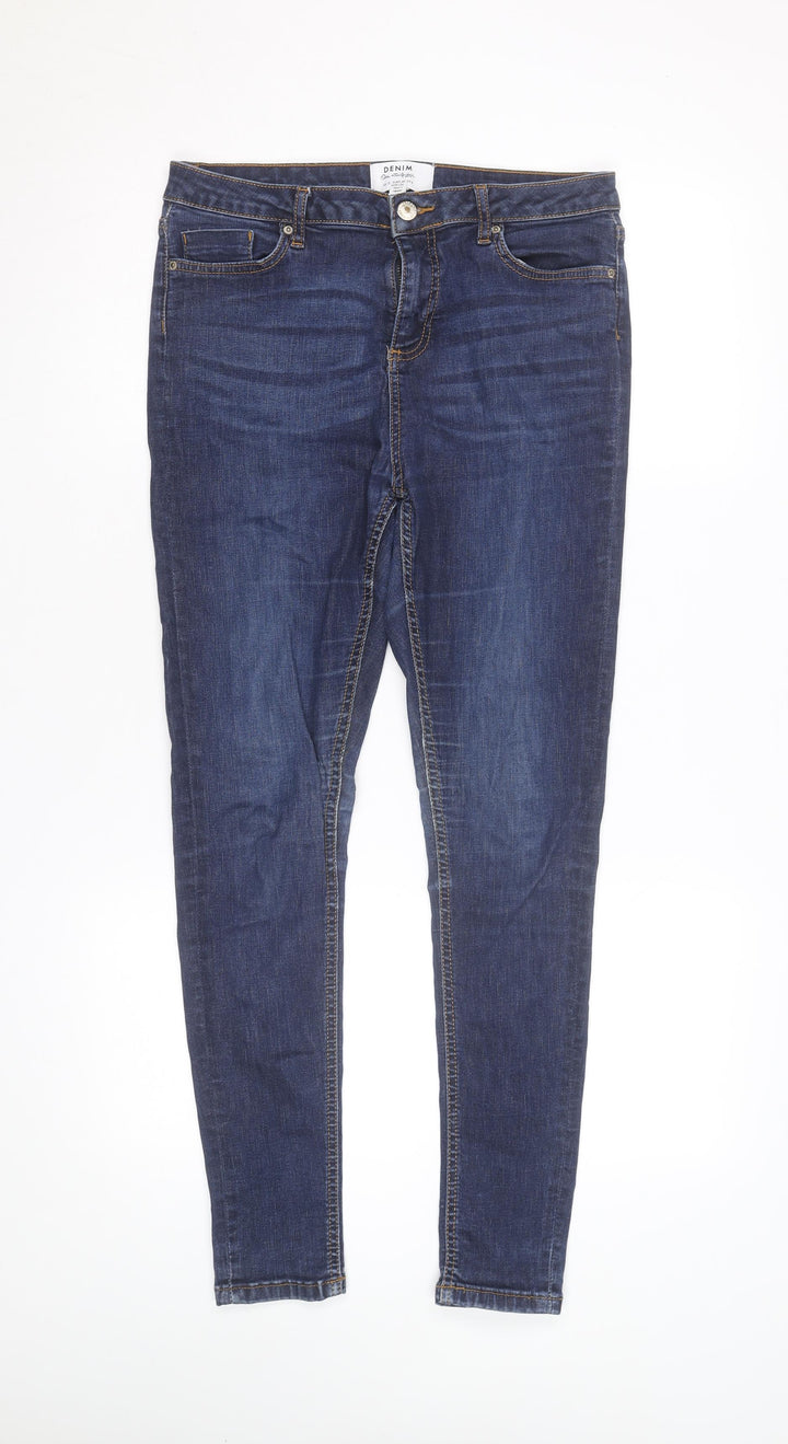 Pull & Bear Women's Blue Skinny Mid Rise Stretch Denim Jeans Size 12