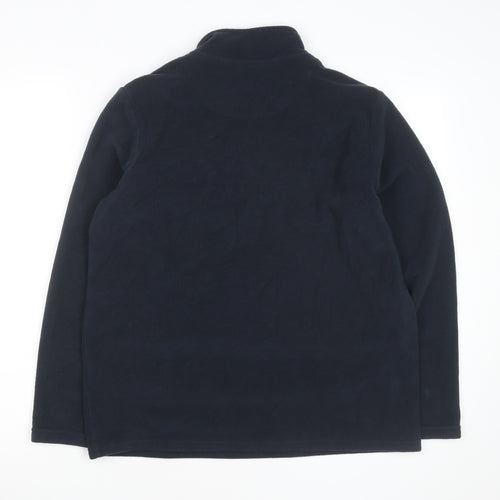 Cotton Traders Men's Blue Fair Isle Fleece 1/4 Zip Pullover Jumper L