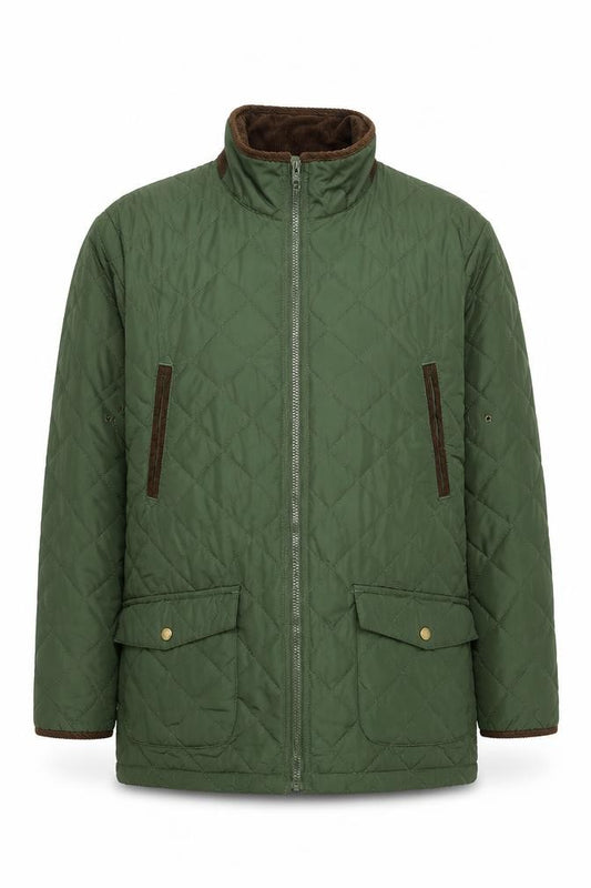 Aldon Mens Green Quilted Full Zip Mid-Length Jacket Size M