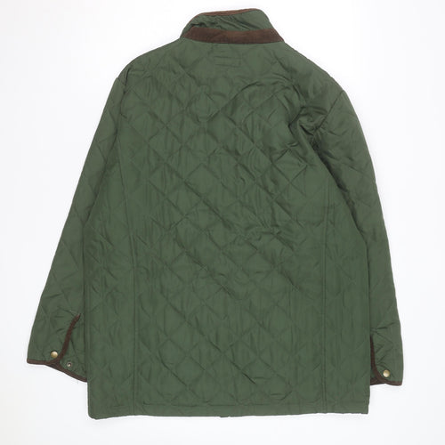 Aldon Mens Green Quilted Full Zip Mid-Length Jacket Size M