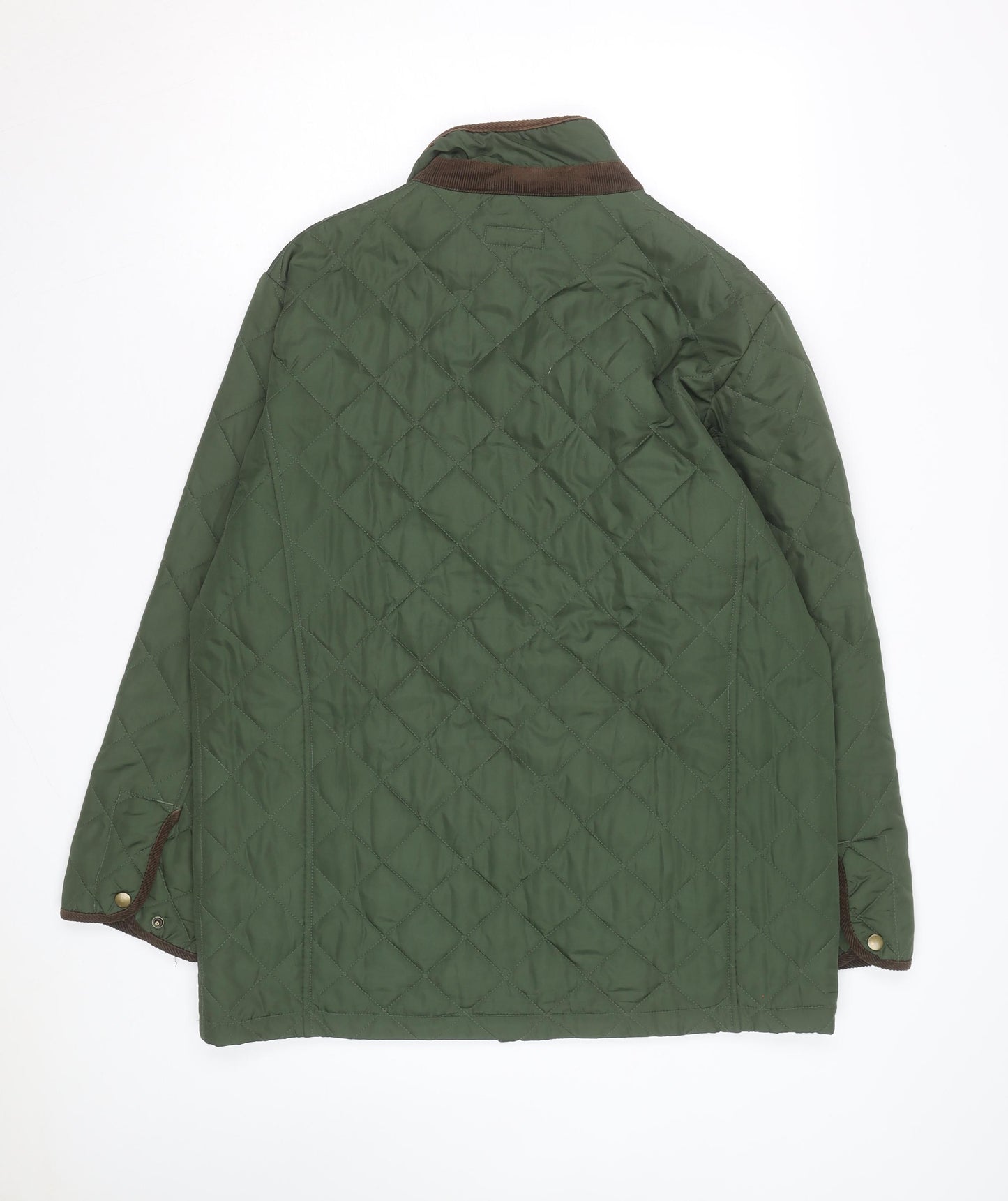 Aldon Mens Green Quilted Full Zip Mid-Length Jacket Size M