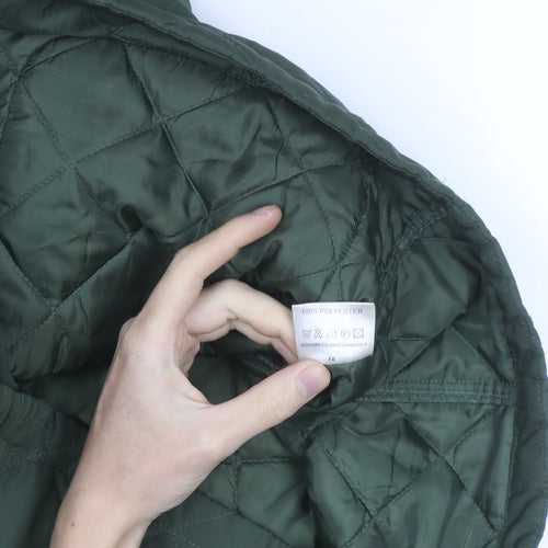 Aldon Mens Green Quilted Full Zip Mid-Length Jacket Size M
