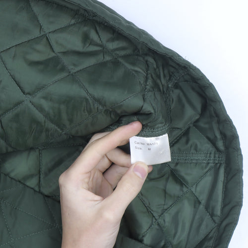 Aldon Mens Green Quilted Full Zip Mid-Length Jacket Size M