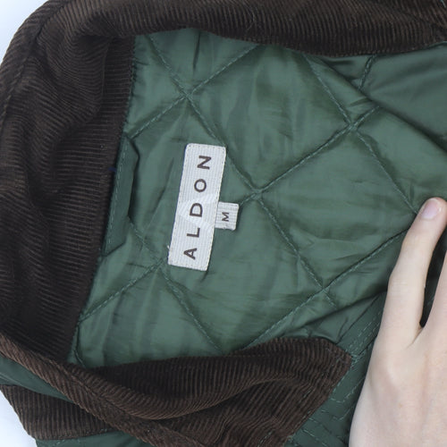 Aldon Mens Green Quilted Full Zip Mid-Length Jacket Size M