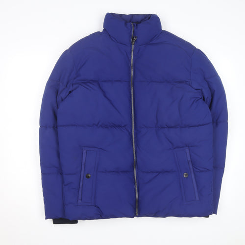 Marks and Spencer Men's Blue Puffer Jacket Size M Winter Thermowarmth