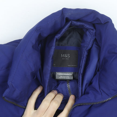 Marks and Spencer Men's Blue Puffer Jacket Size M Winter Thermowarmth