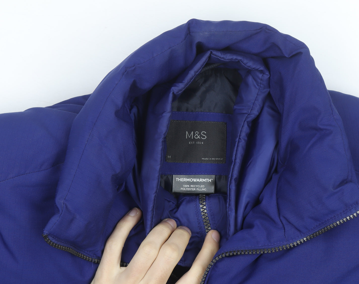 Marks and Spencer Men's Blue Puffer Jacket Size M Winter Thermowarmth