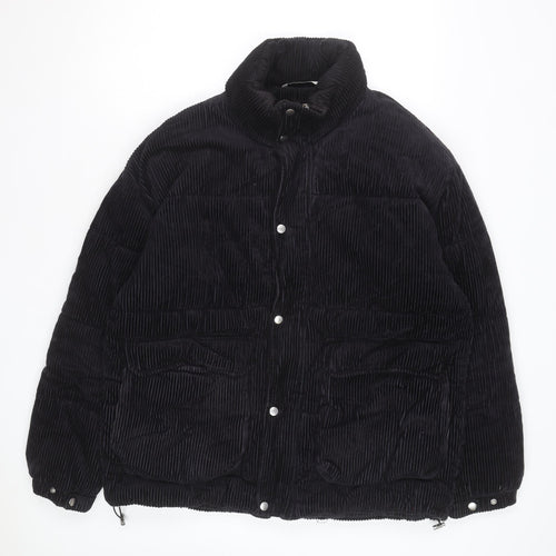 Zara Women Black Corduroy Puffer Jacket Size M