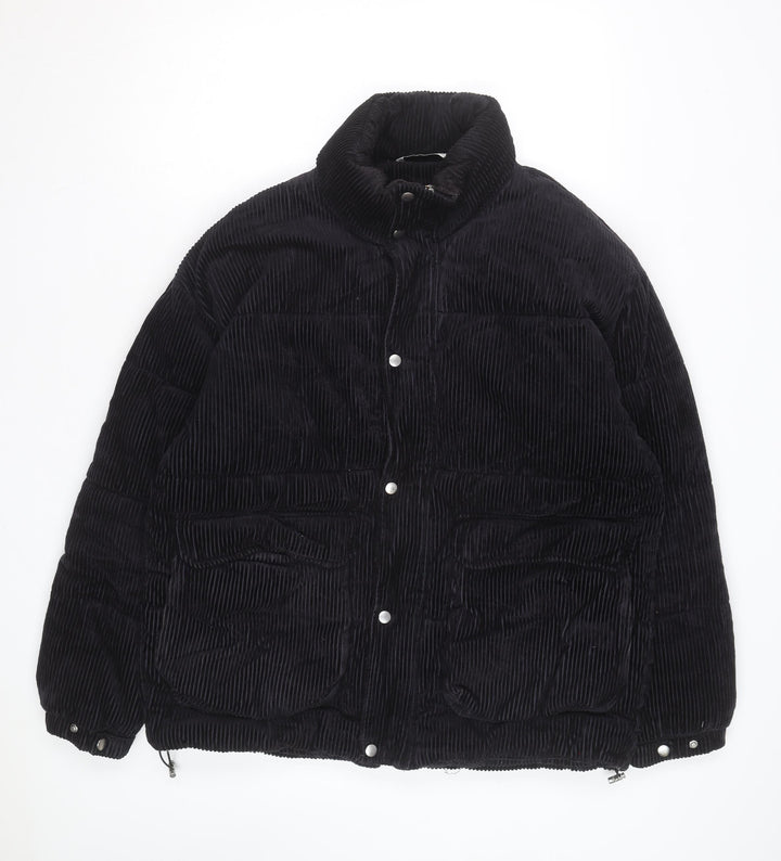 Zara Women Black Corduroy Puffer Jacket Size M
