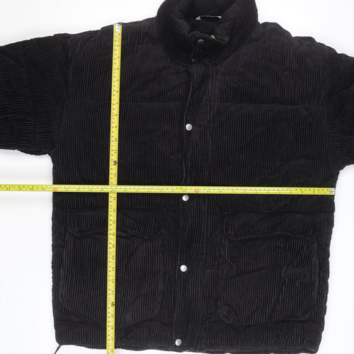 Zara Women Black Corduroy Puffer Jacket Size M